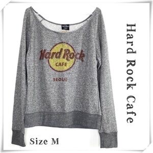 HARD Rock Cafe Seoul Classic French Terry Logo Pullover Sweatshirt in Gray New